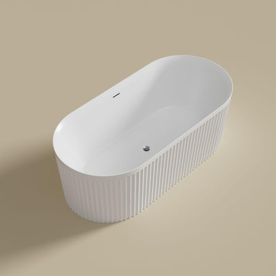 LUKKA FLORENCE FLUTED FREESTANDING BATHTUB OVERFLOW MATTE WHITE (AVAILABLE IN 1500MM AND 1700MM)