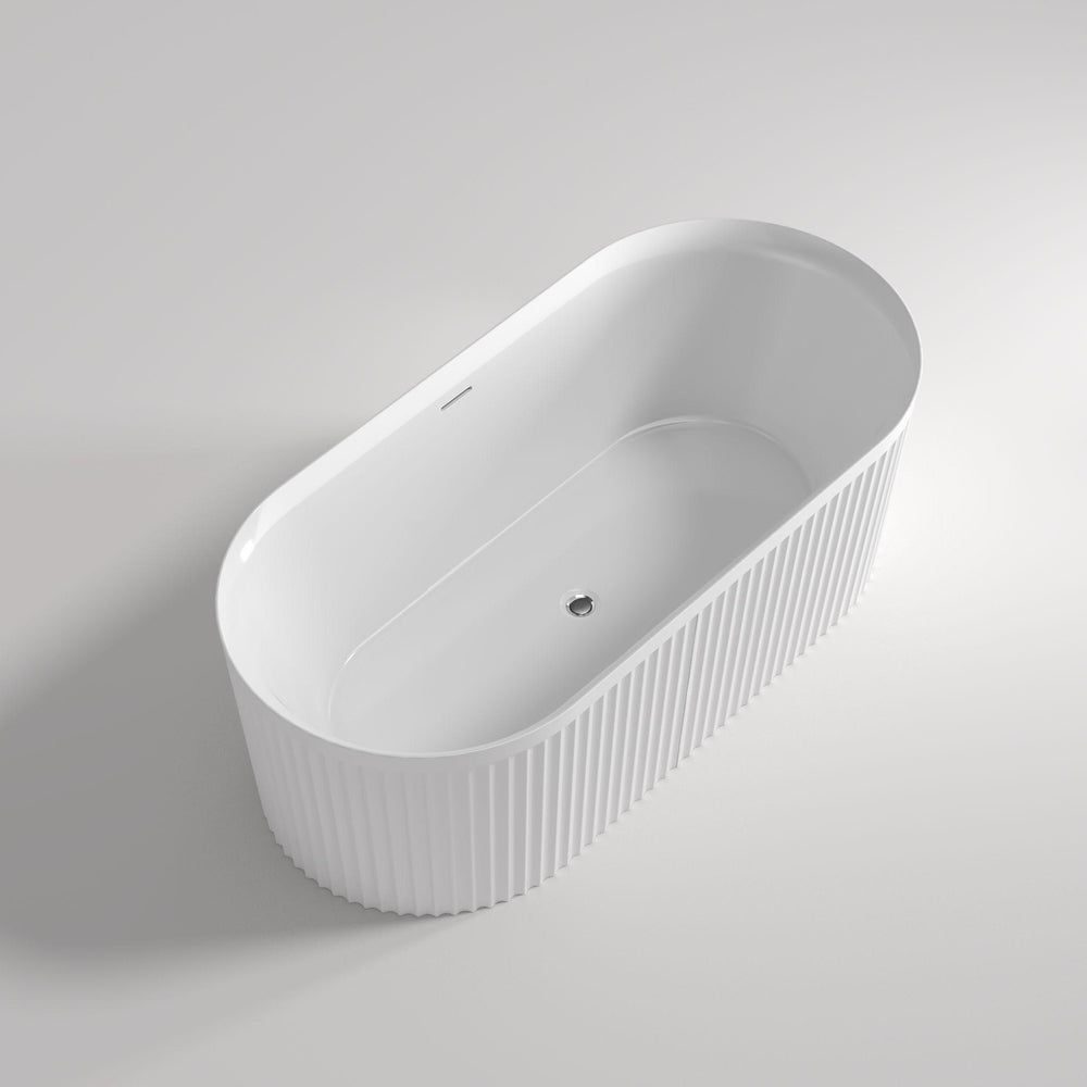 LUKKA FLORENCE FLUTED FREESTANDING BATHTUB OVERFLOW MATTE WHITE (AVAILABLE IN 1500MM AND 1700MM)