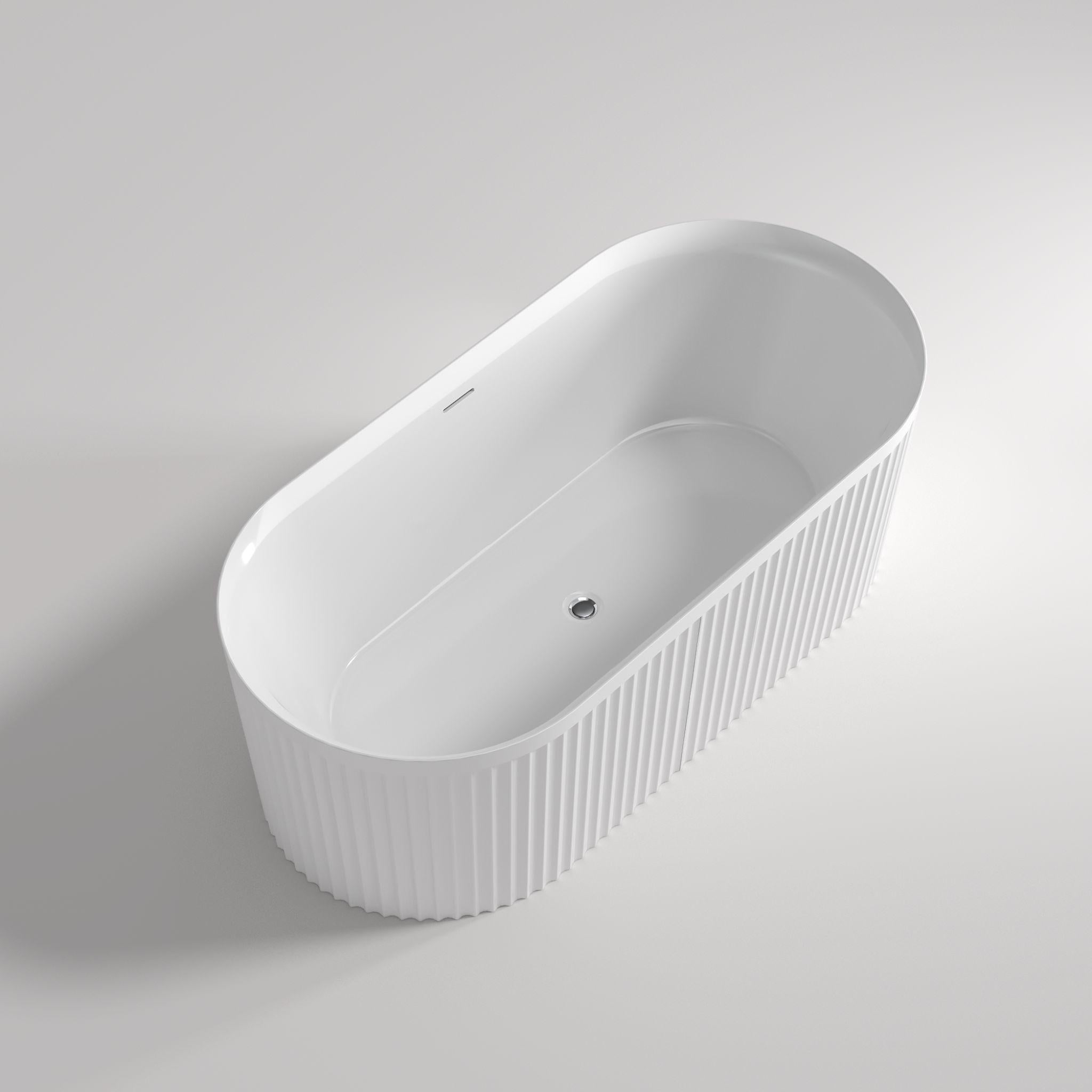 LUKKA FLORENCE FLUTED FREESTANDING BATHTUB OVERFLOW MATTE WHITE (AVAILABLE IN 1500MM AND 1700MM)