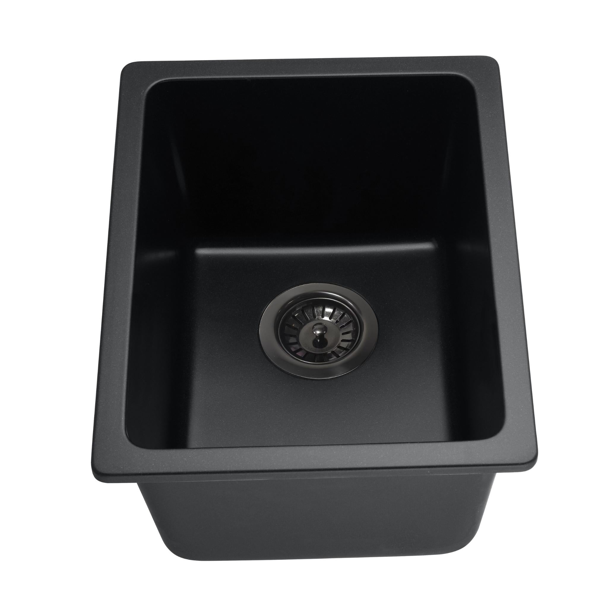 LUKKA CRETE GRANITE SINGLE BOWL KITCHEN SINK MATTE BLACK 350MM