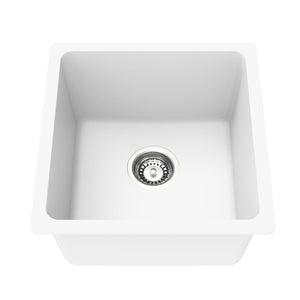 LUKKA CRETE GRANITE SINGLE BOWL KITCHEN SINK ARTIC WHITE 430MM