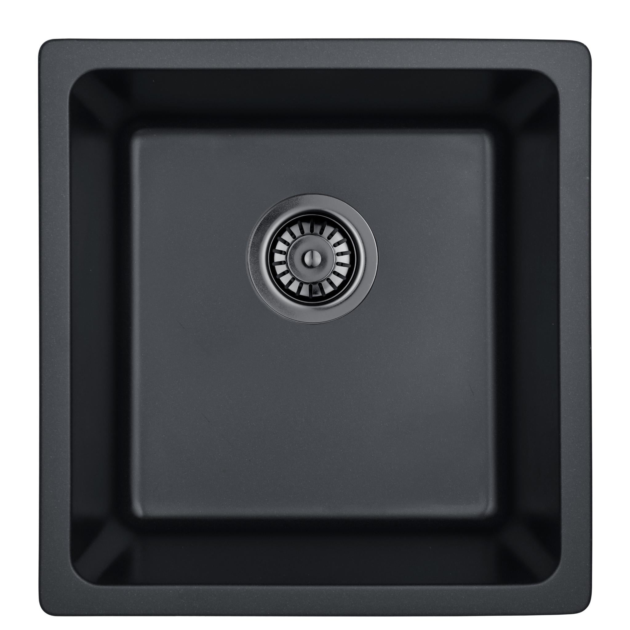 LUKKA CRETE GRANITE SINGLE BOWL KITCHEN SINK MATTE BLACK 430MM
