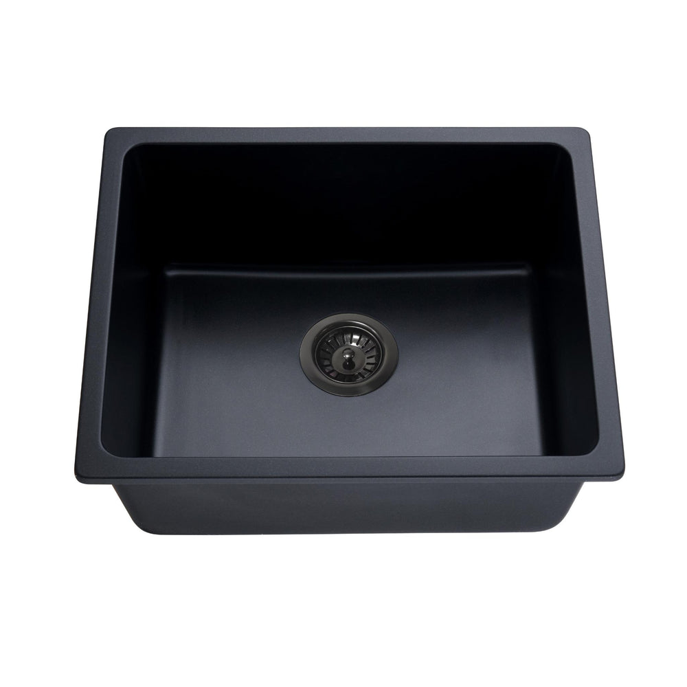 LUKKA CRETE GRANITE SINGLE BOWL KITCHEN SINK MATTE BLACK 550MM