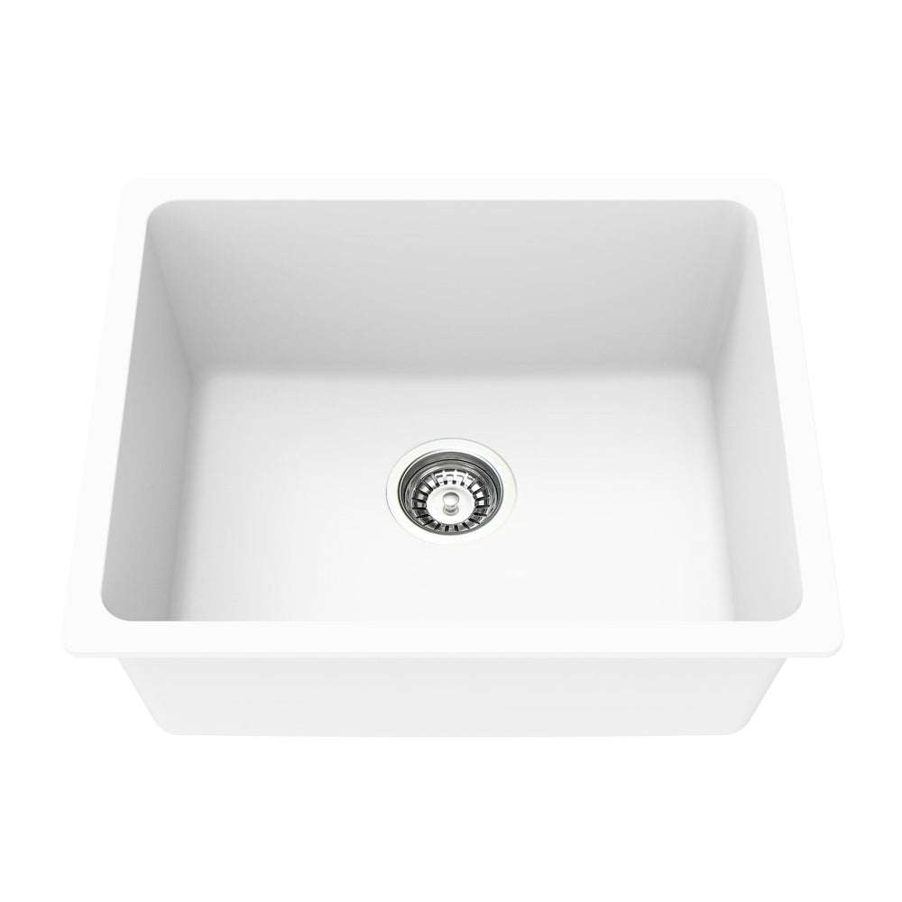 LUKKA CRETE GRANITE SINGLE BOWL KITCHEN SINK ARTIC WHITE 550MM