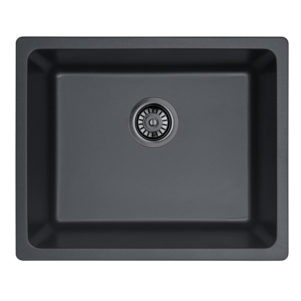LUKKA CRETE GRANITE SINGLE BOWL KITCHEN SINK MATTE BLACK 550MM