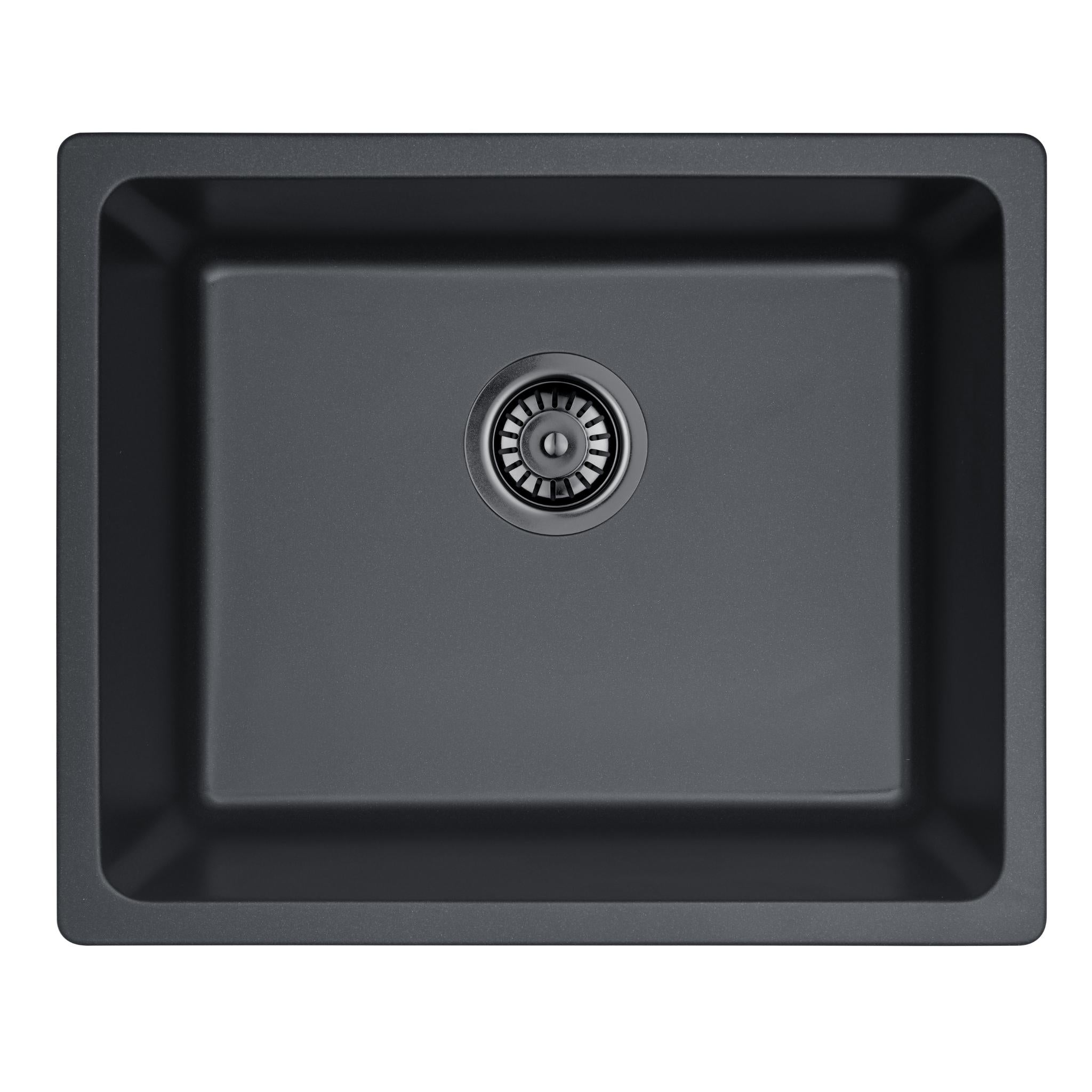 LUKKA CRETE GRANITE SINGLE BOWL KITCHEN SINK MATTE BLACK 550MM
