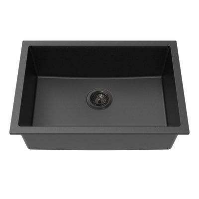 LUKKA CRETE GRANITE SINGLE BOWL KITCHEN SINK MATTE BLACK 660MM