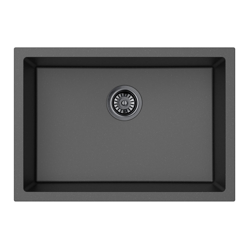 LUKKA CRETE GRANITE SINGLE BOWL KITCHEN SINK MATTE BLACK 660MM