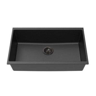 LUKKA CRETE GRANITE SINGLE BOWL KITCHEN SINK MATTE BLACK 730MM