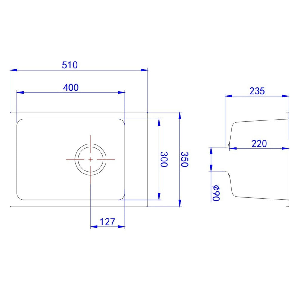 LUKKA LAUFEY GRANITE LAUNDRY SINK MATTE BLACK 350MM