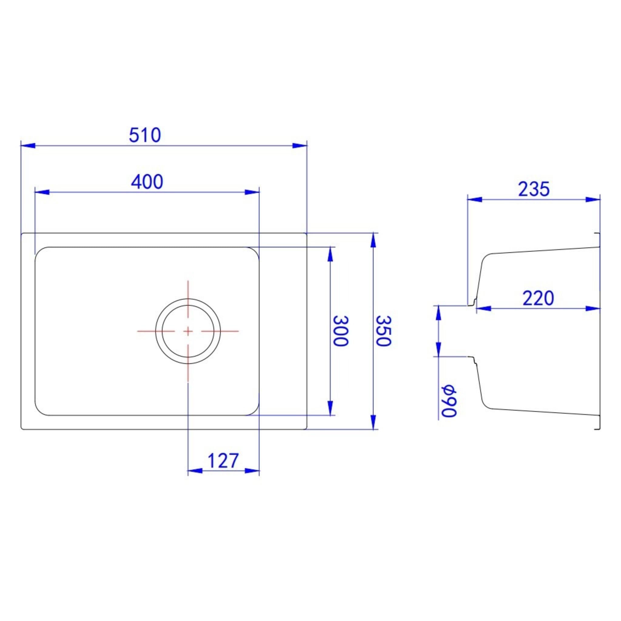 LUKKA LAUFEY GRANITE LAUNDRY SINK MATTE BLACK 350MM
