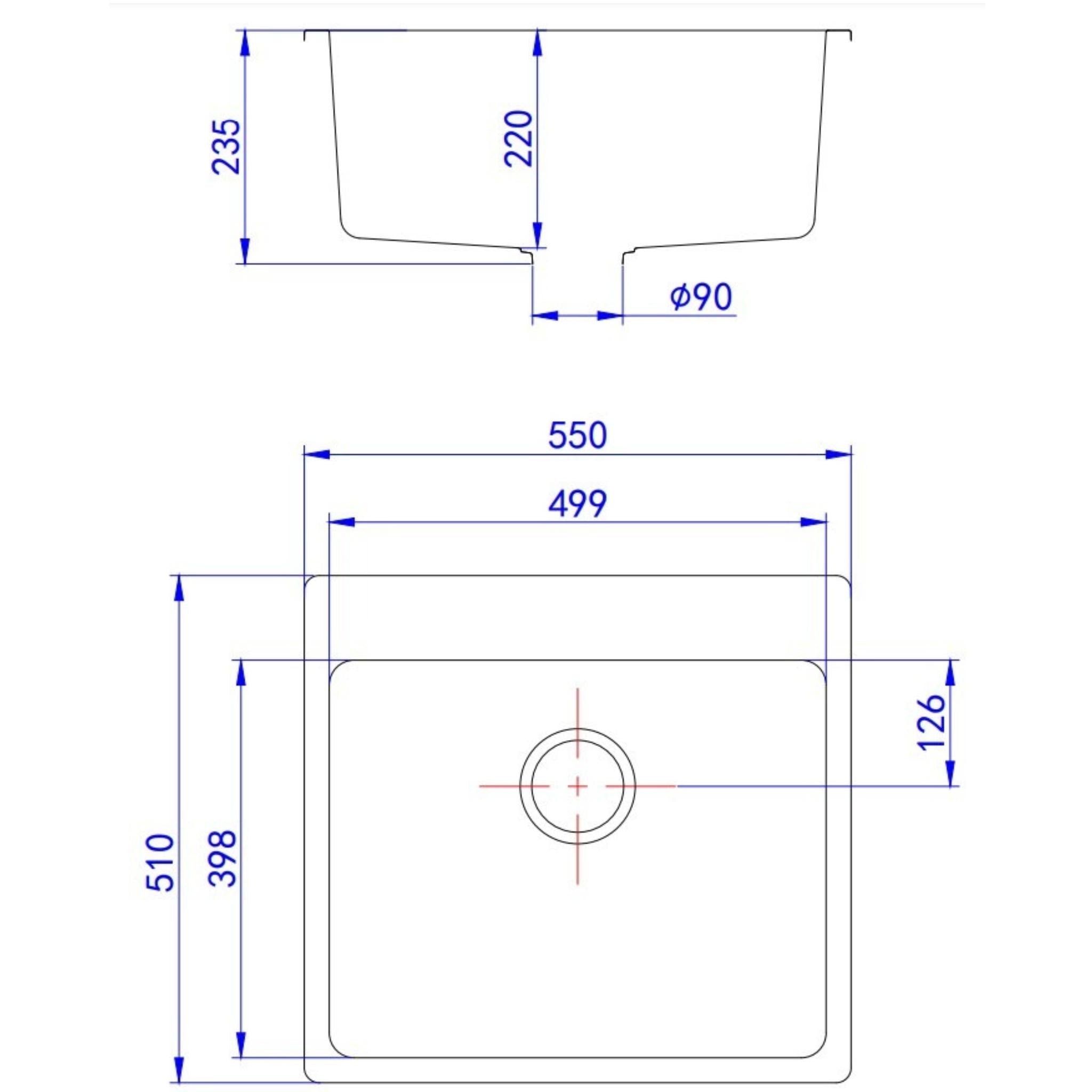 LUKKA LAUFEY GRANITE LAUNDRY SINK MATTE BLACK 550MM