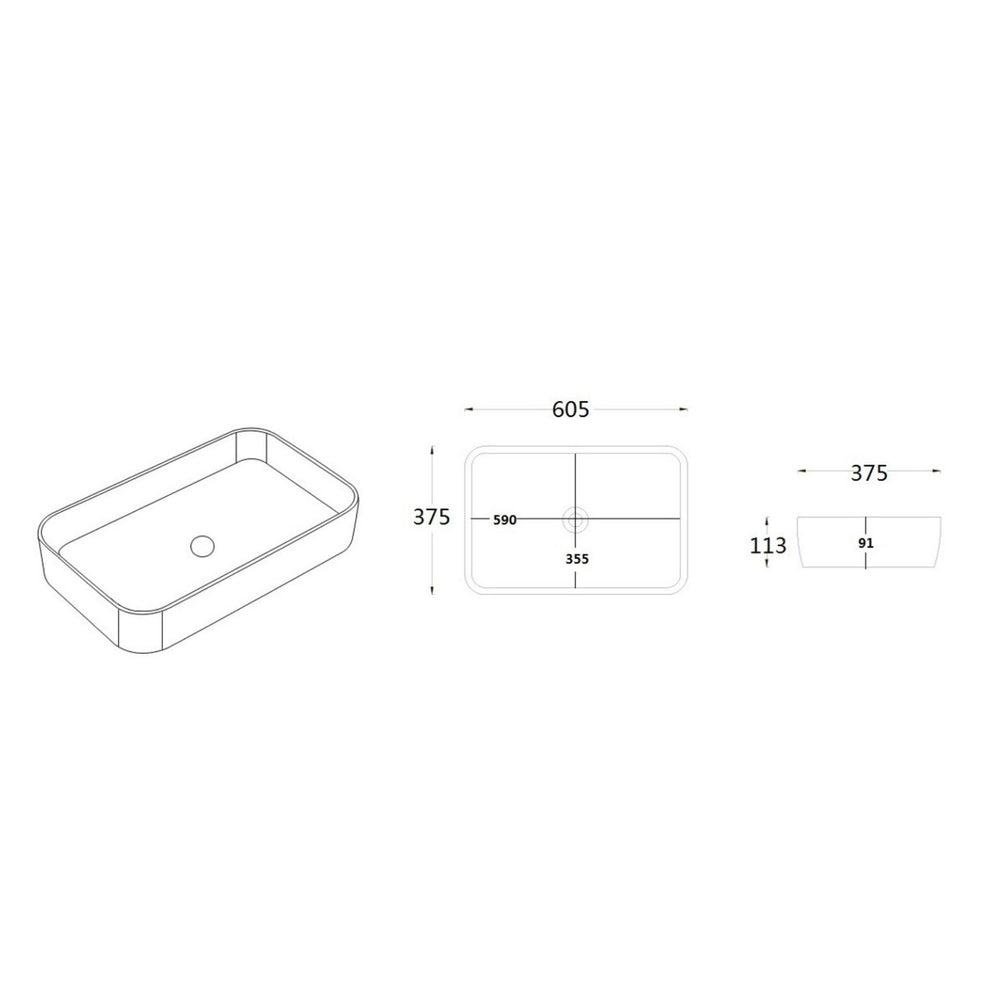 LUKKA KLIFF ABOVE COUNTER BASIN MATTE BLACK 605MM