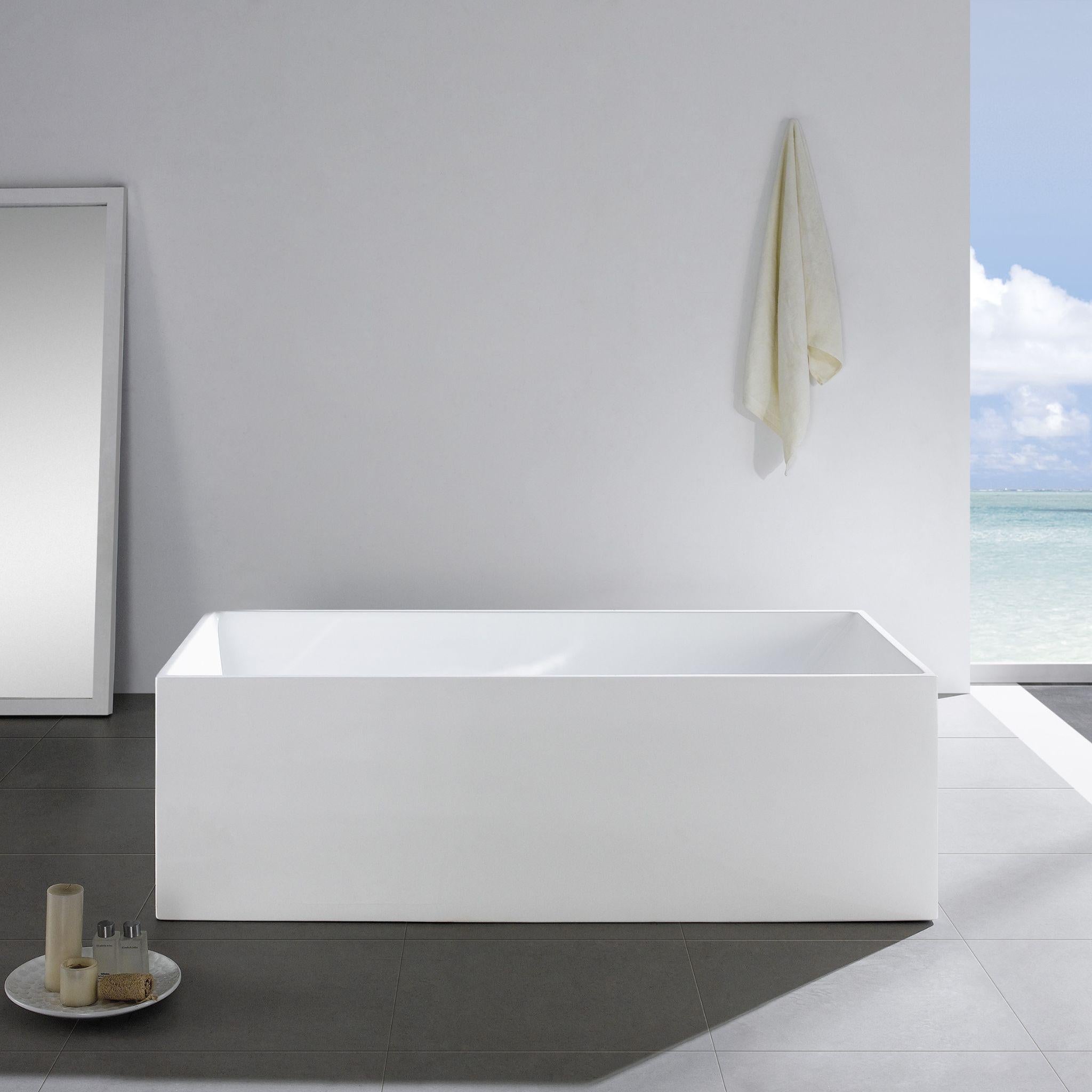 LUKKA KLIFF MULTIFIT FREESTANDING BATHTUB OVERFLOW GLOSS WHITE (AVAILABLE IN 1400MM, 1480MM AND 1690MM)