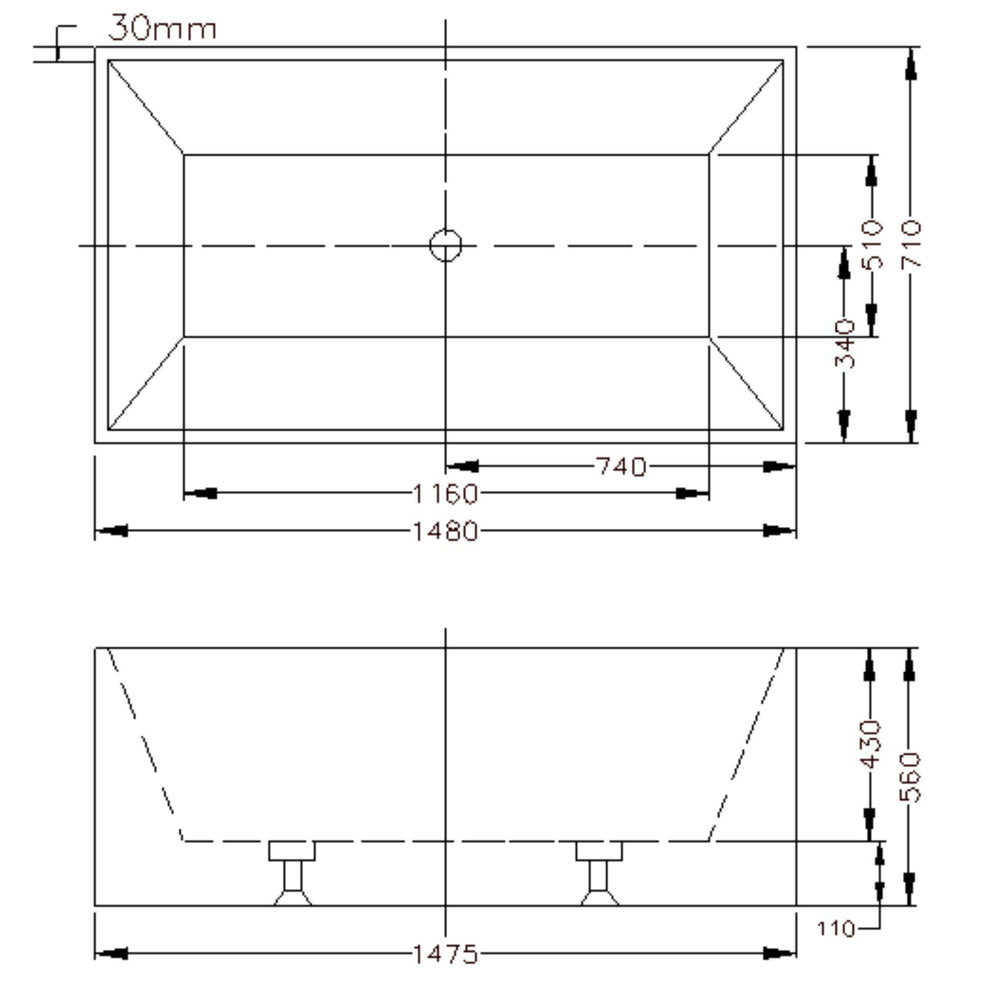 LUKKA KLIFF MULTIFIT FREESTANDING BATHTUB GLOSS WHITE (AVAILABLE IN 1400MM, 1480MM AND 1690MM)