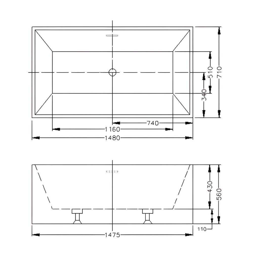 LUKKA KLIFF MULTIFIT FREESTANDING BATHTUB OVERFLOW GLOSS WHITE (AVAILABLE IN 1400MM, 1480MM AND 1690MM)