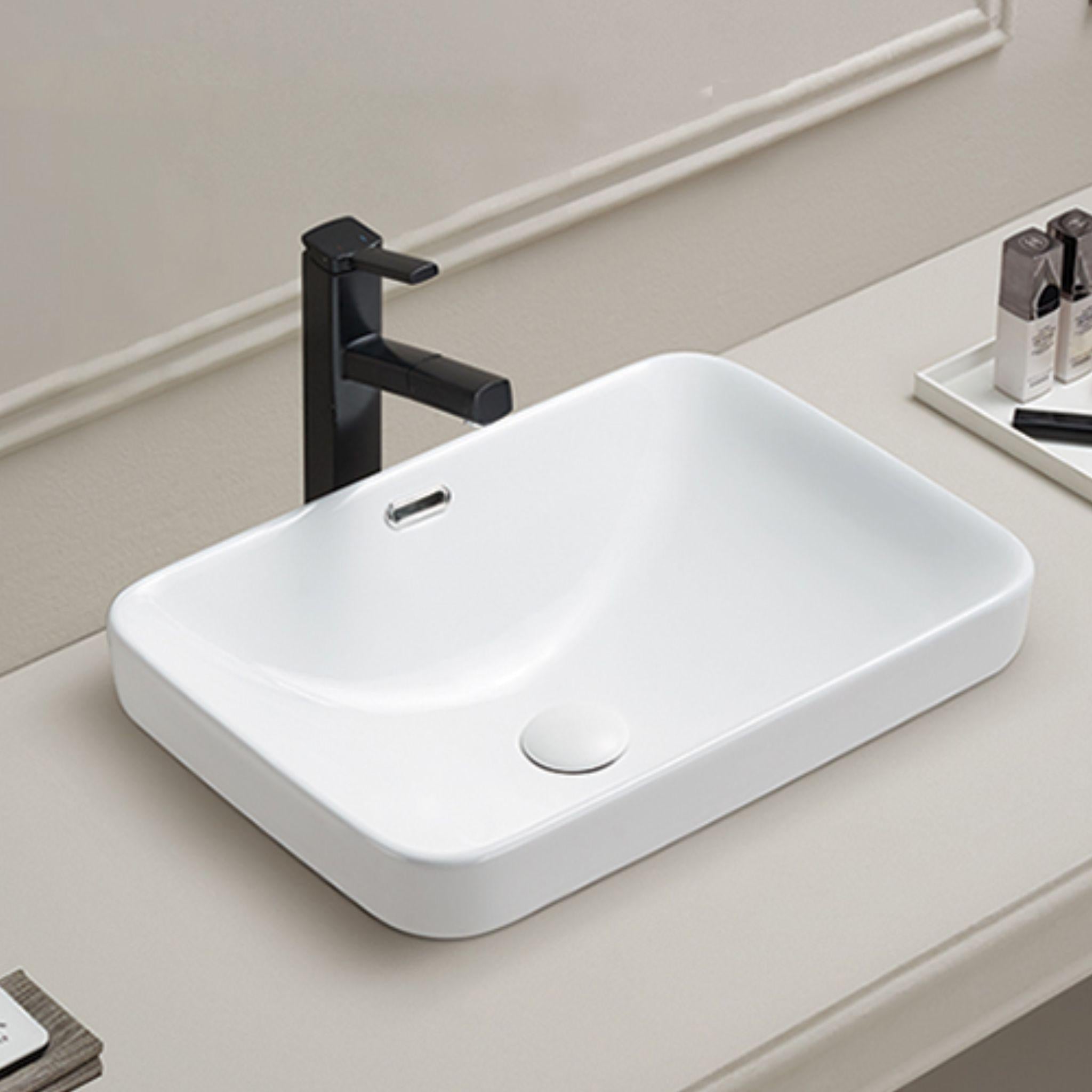 LUKKA KLIFF SEMI INSET BASIN GLOSS WHITE 455MM