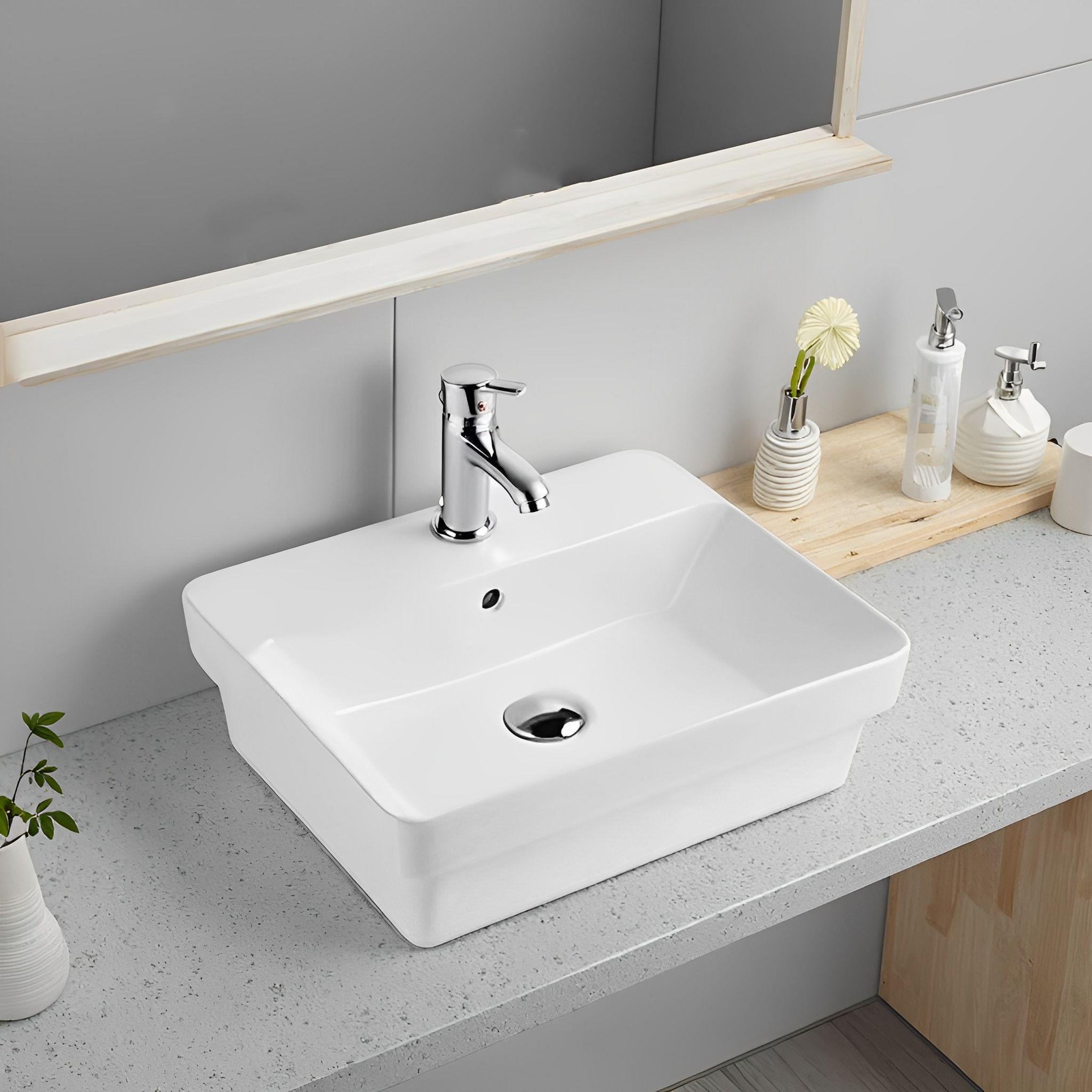 LUKKA KLIFF SEMI INSET BASIN GLOSS WHITE 495MM