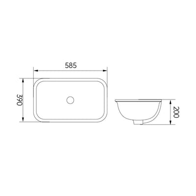 LUKKA KLIFF UNDER COUNTER BASIN MATTE WHITE 585MM