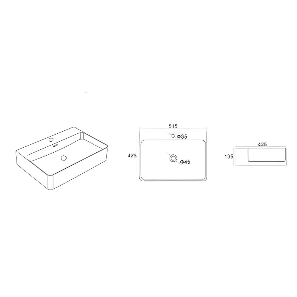 LUKKA KLIFF WALL HUNG / ABOVE COUNTER BASIN GLOSS WHITE 515MM