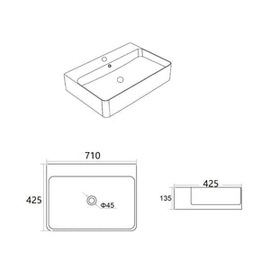 LUKKA KLIFF WALL HUNG / ABOVE COUNTER BASIN GLOSS WHITE 710MM
