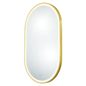 LUKKA ELLIPS OVAL FRAMED LED MIRROR BRUSHED GOLD 450X900MM