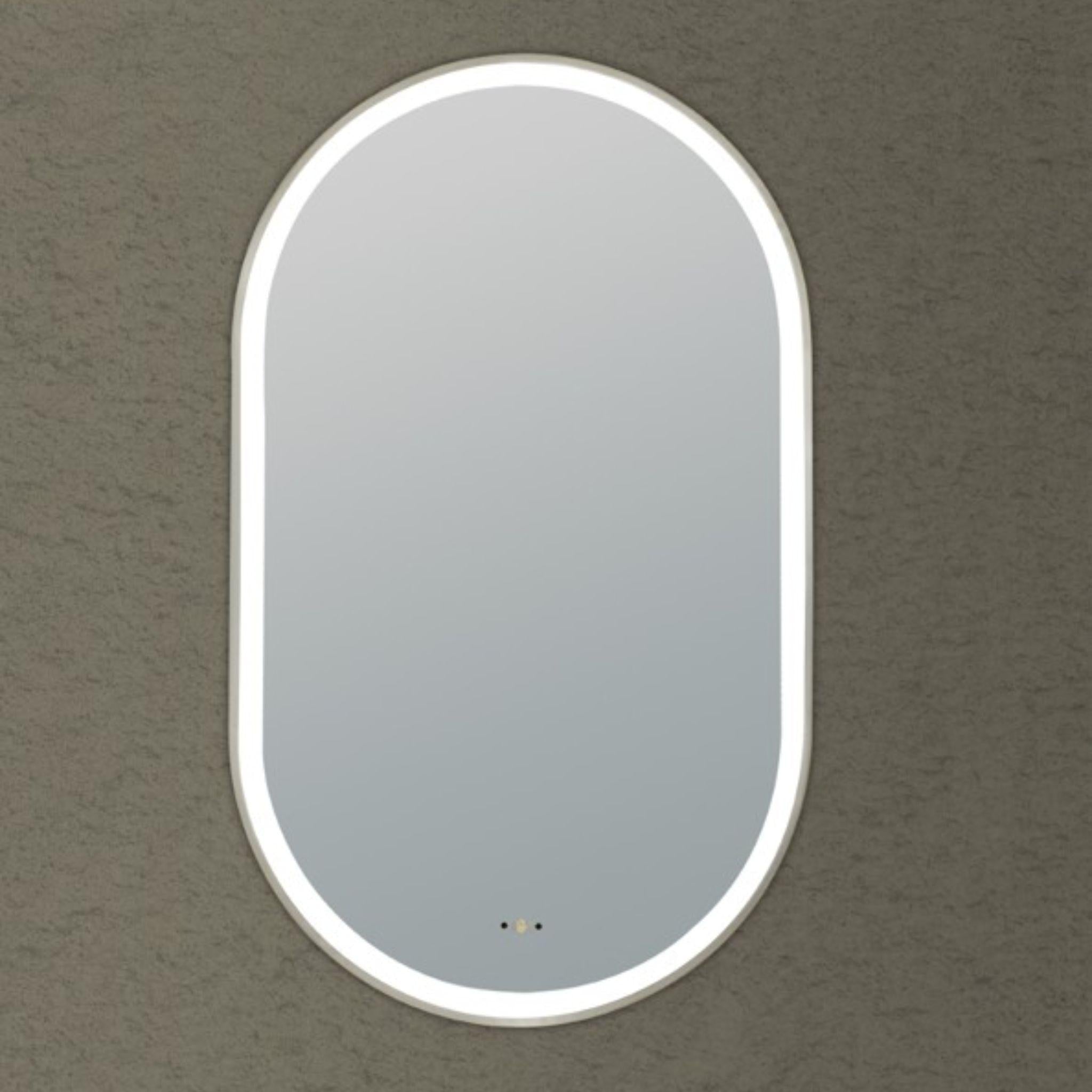 LUKKA ELLIPS OVAL FRAMED LED MIRROR GUN METAL 450X900MM