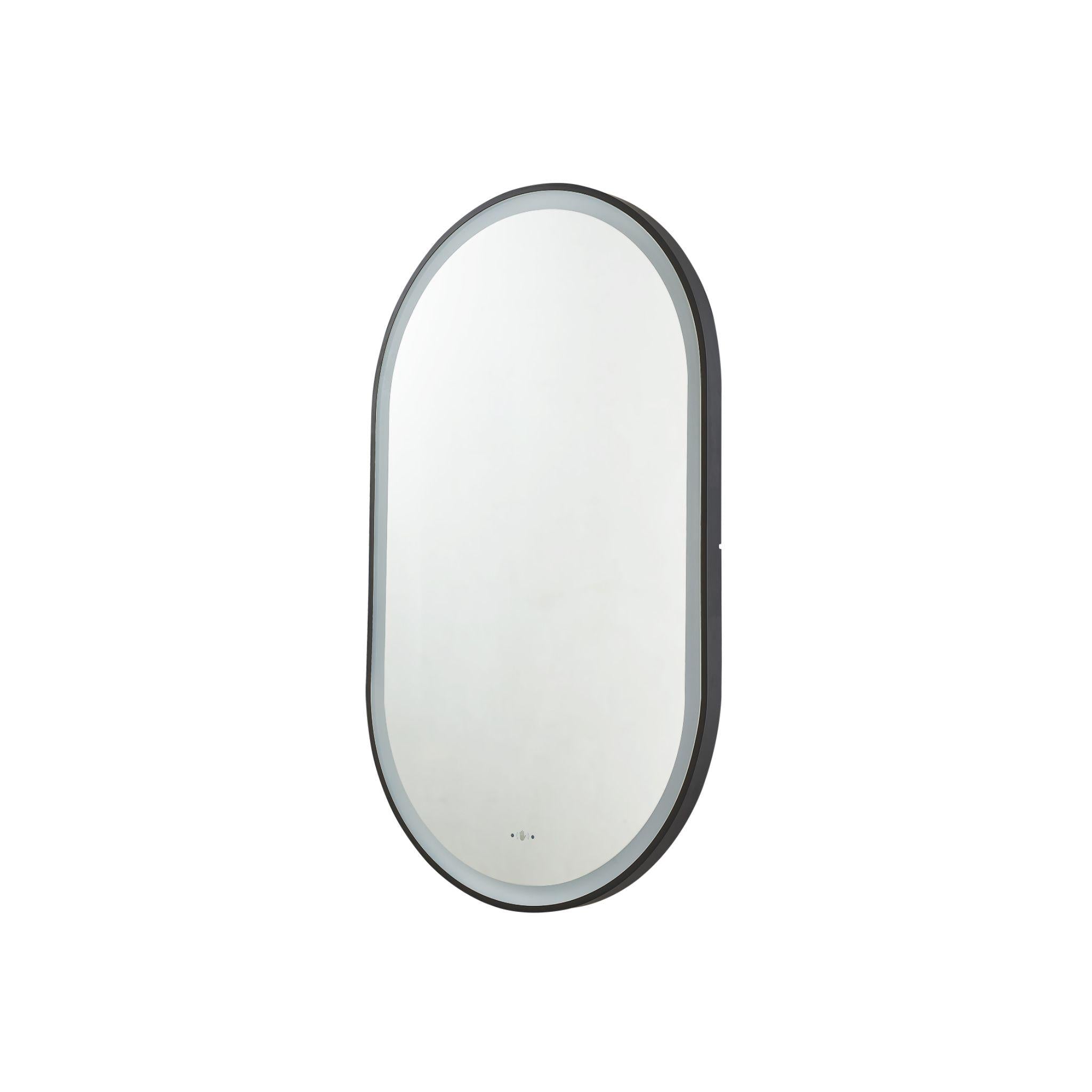LUKKA ELLIPS OVAL FRAMED LED MIRROR MATTE BLACK 450X900MM