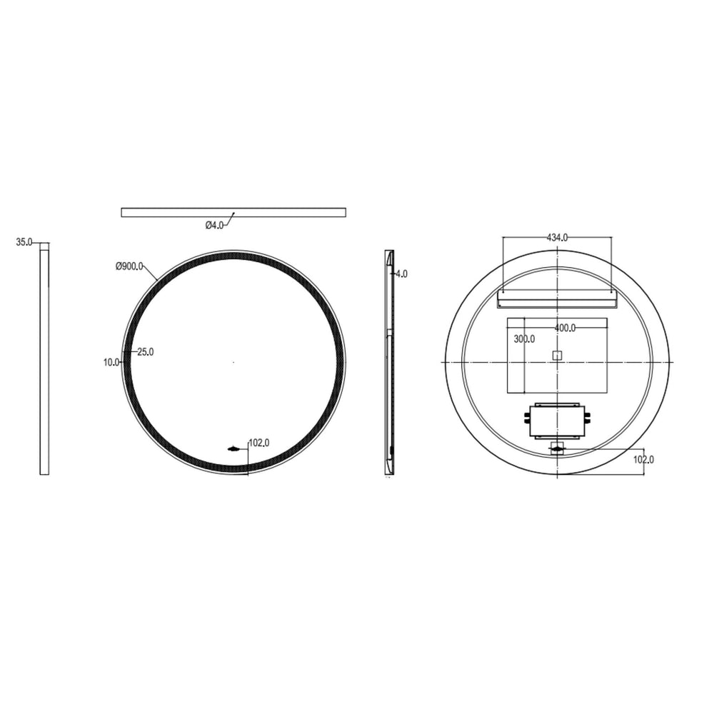 LUKKA ORBIS ROUND FRAMED LED MIRROR BRUSHED GOLD 900X900MM
