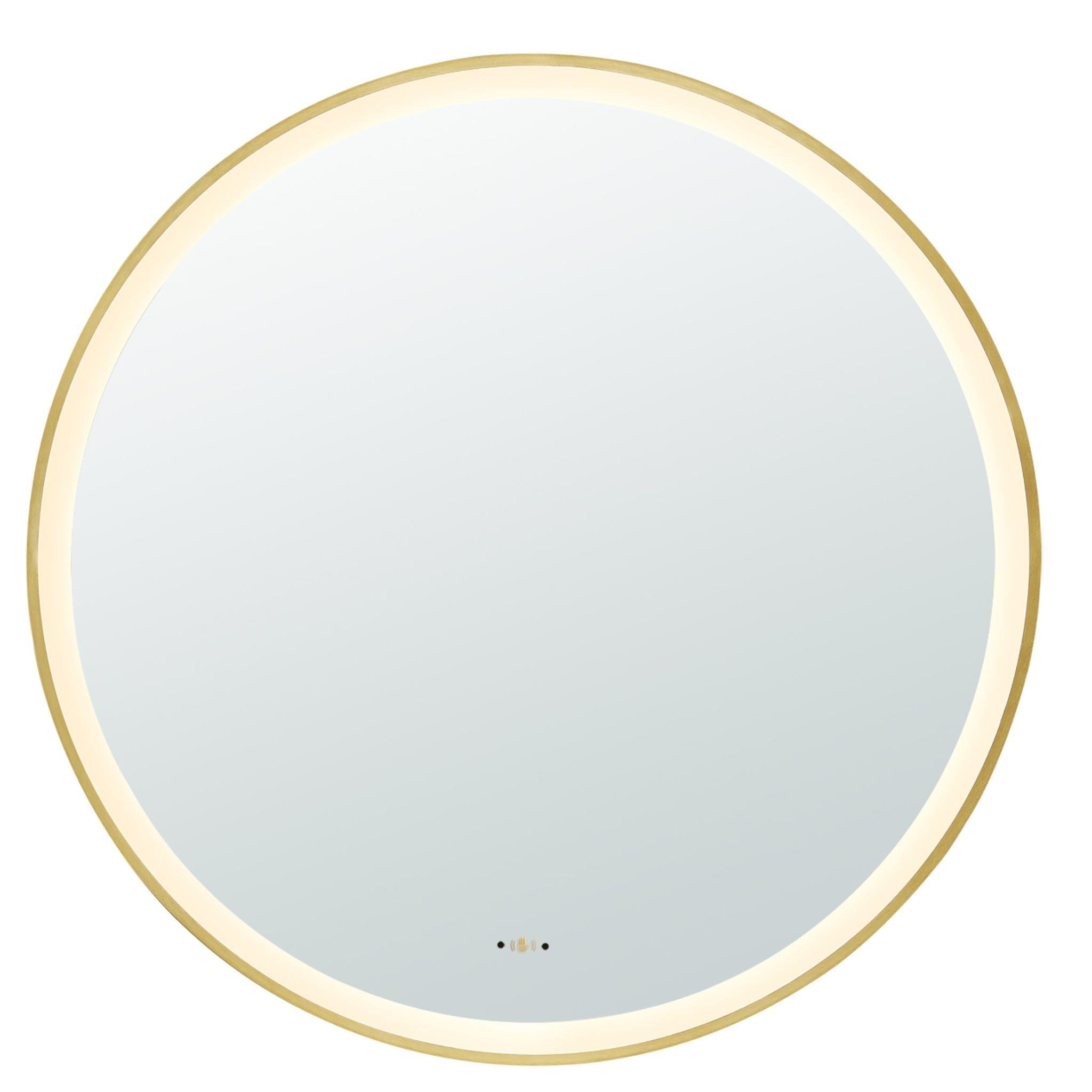 LUKKA ORBIS ROUND FRAMED LED MIRROR BRUSHED GOLD 900X900MM
