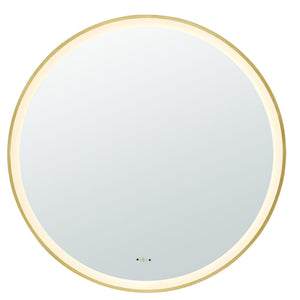 LUKKA ORBIS ROUND FRAMED LED MIRROR BRUSHED GOLD 900X900MM