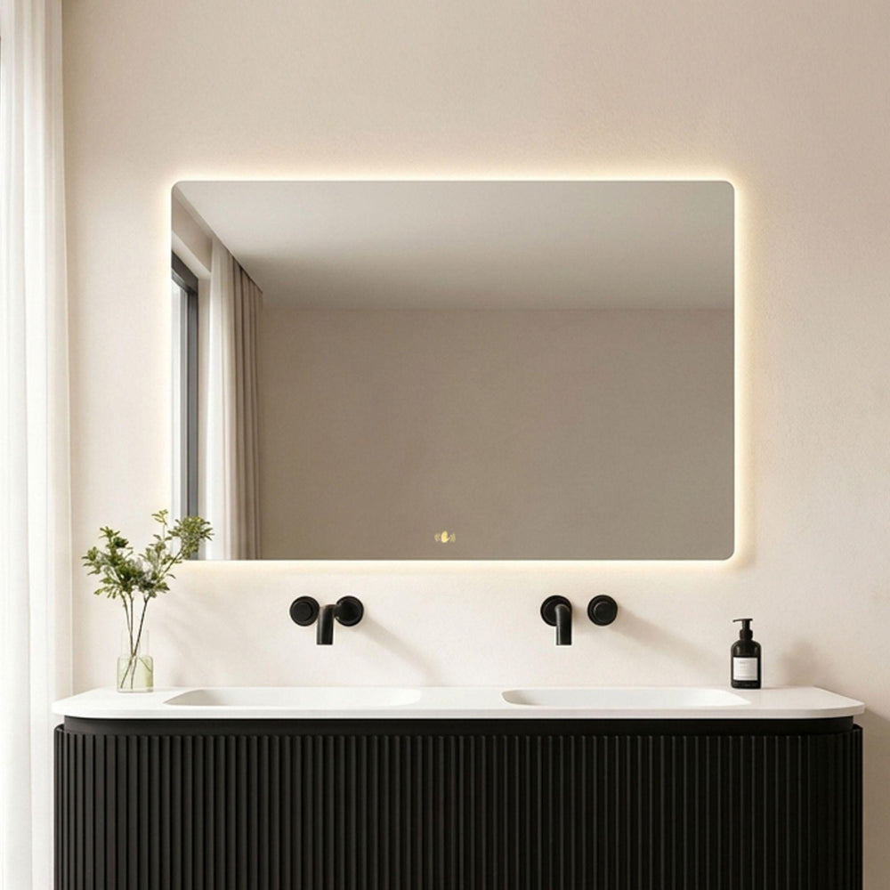 LUKKA RECTTA RECTANGULAR FRAMELESS PENCIL EDGE BACK-LIT LED MIRROR 1200X800MM