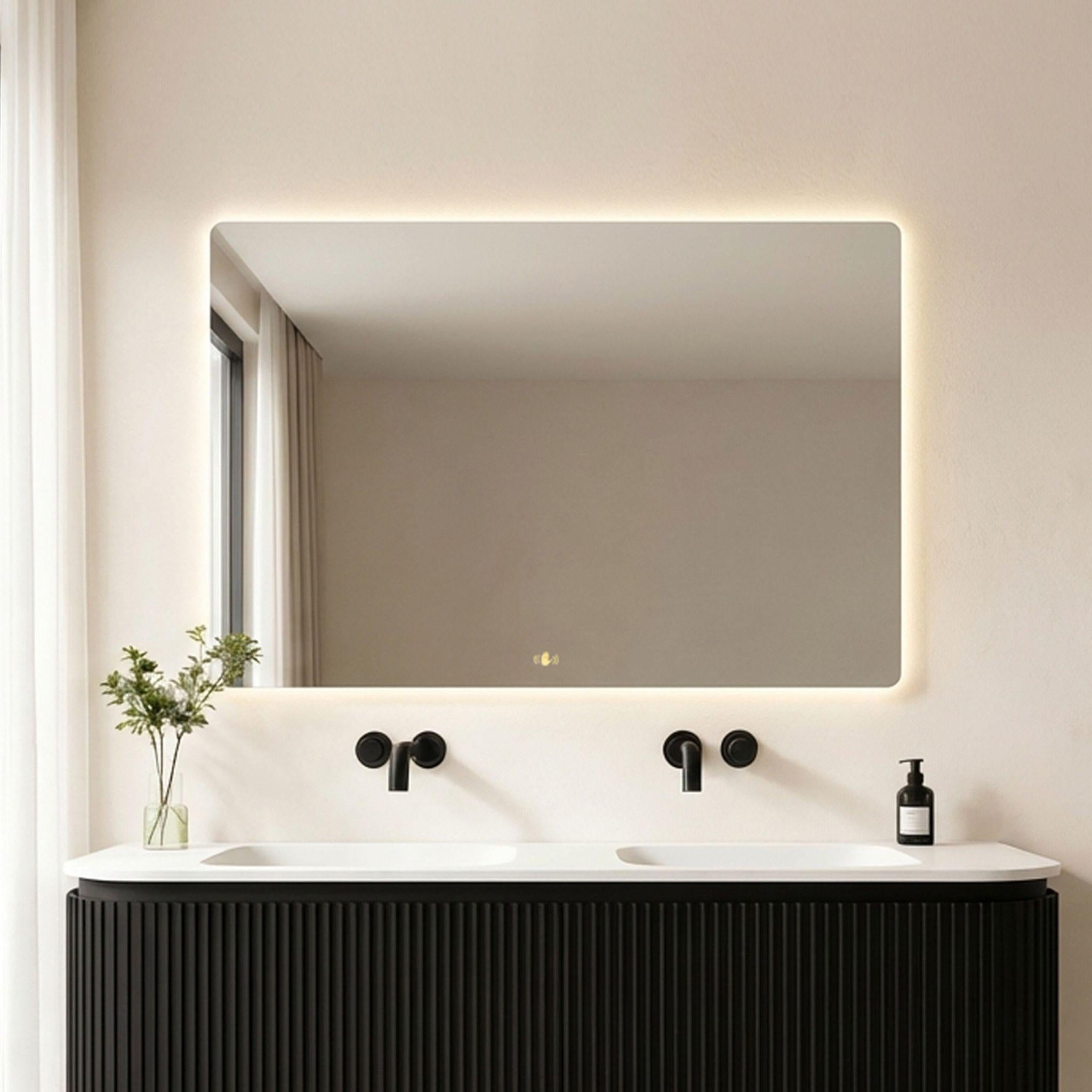 LUKKA RECTTA RECTANGULAR FRAMELESS PENCIL EDGE BACK-LIT LED MIRROR 1200X800MM