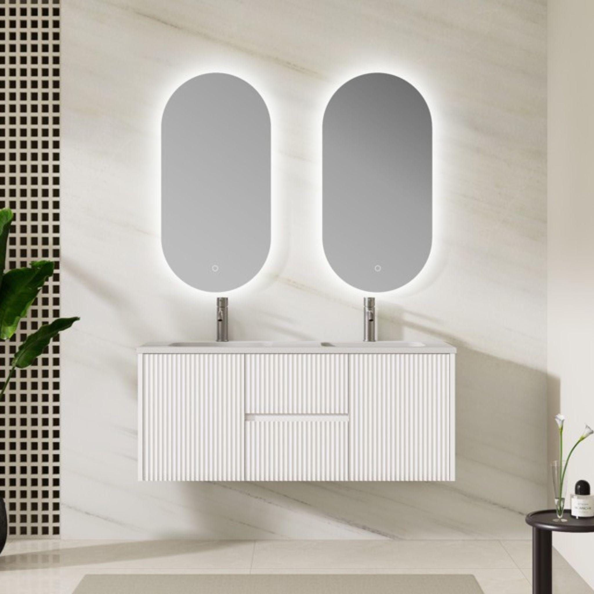 LUKKA ELLIPS OVAL FRAMELESS PENCIL EDGE BACK-LIT LED MIRROR 450X900MM