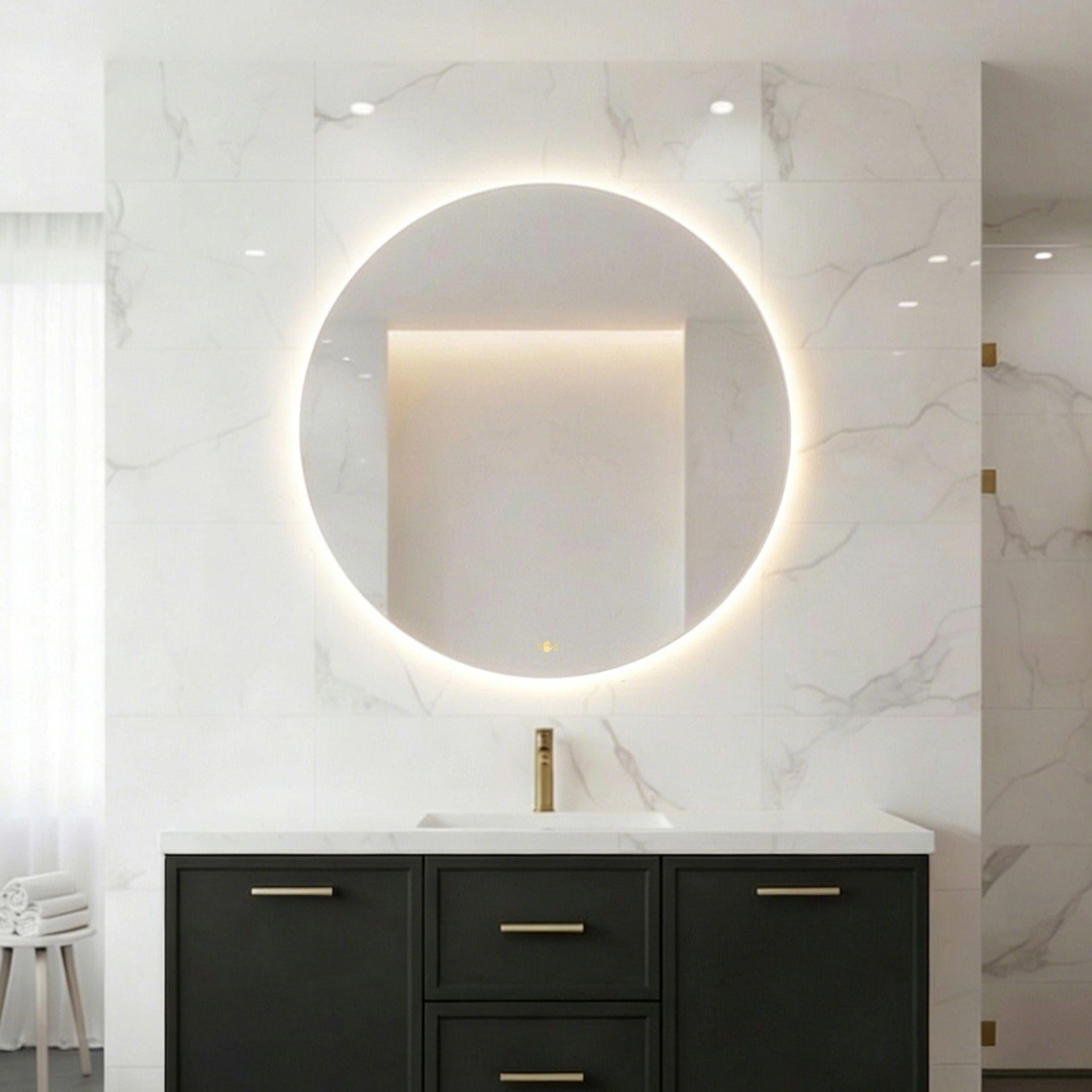 LUKKA ORBIS ROUND FRAMELESS PENCIL EDGE BACK-LIT LED MIRROR 900X900MM