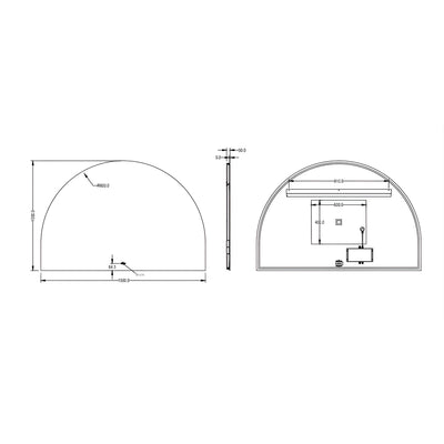 LUKKA ARCO ARCHED FRAMED BACK-LIT LED MIRROR 1500X1000MM