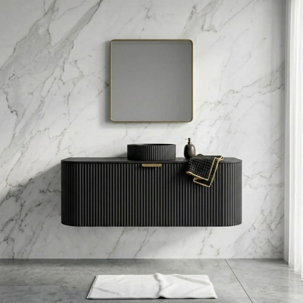 LUKKA AGENA MODERN MATTE BLACK 1200MM SINGLE BOWL WALL HUNG VANITY