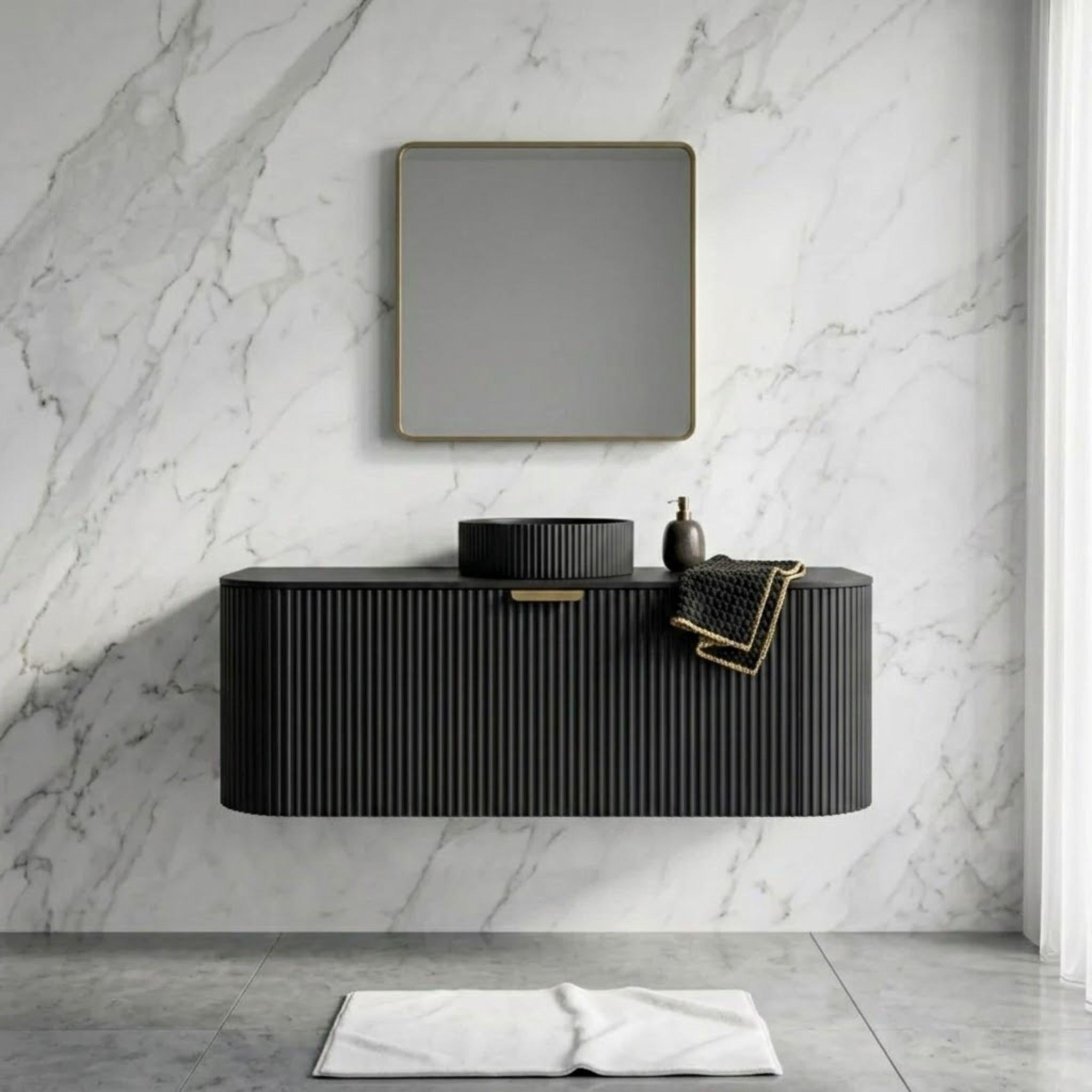 LUKKA AGENA MODERN MATTE BLACK 1200MM SINGLE BOWL WALL HUNG VANITY
