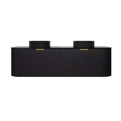 LUKKA AGENA MODERN MATTE BLACK 1500MM DOUBLE BOWL WALL HUNG VANITY