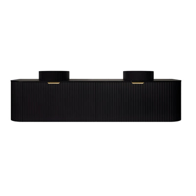 LUKKA AGENA MODERN MATTE BLACK 1800MM DOUBLE BOWL WALL HUNG VANITY