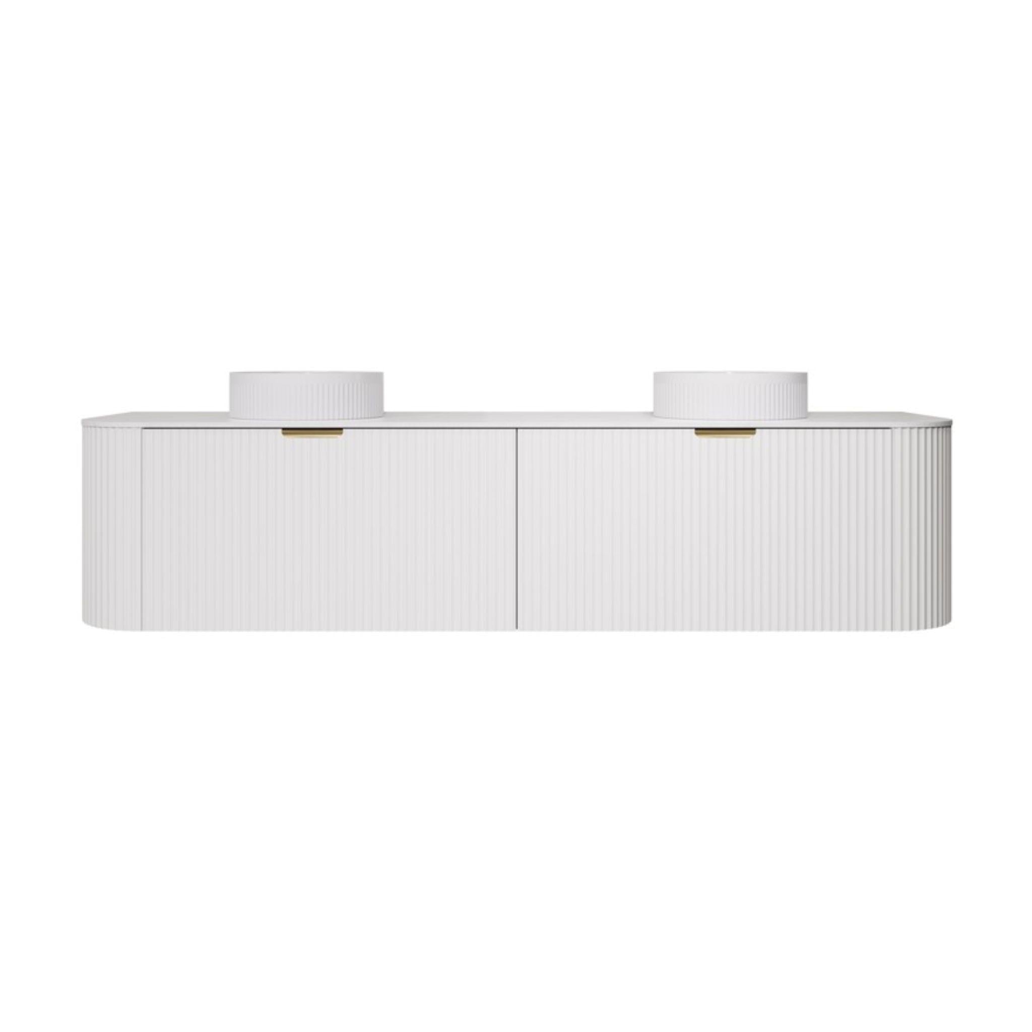 LUKKA AGENA MODERN MATTE WHITE 1800MM DOUBLE BOWL WALL HUNG VANITY