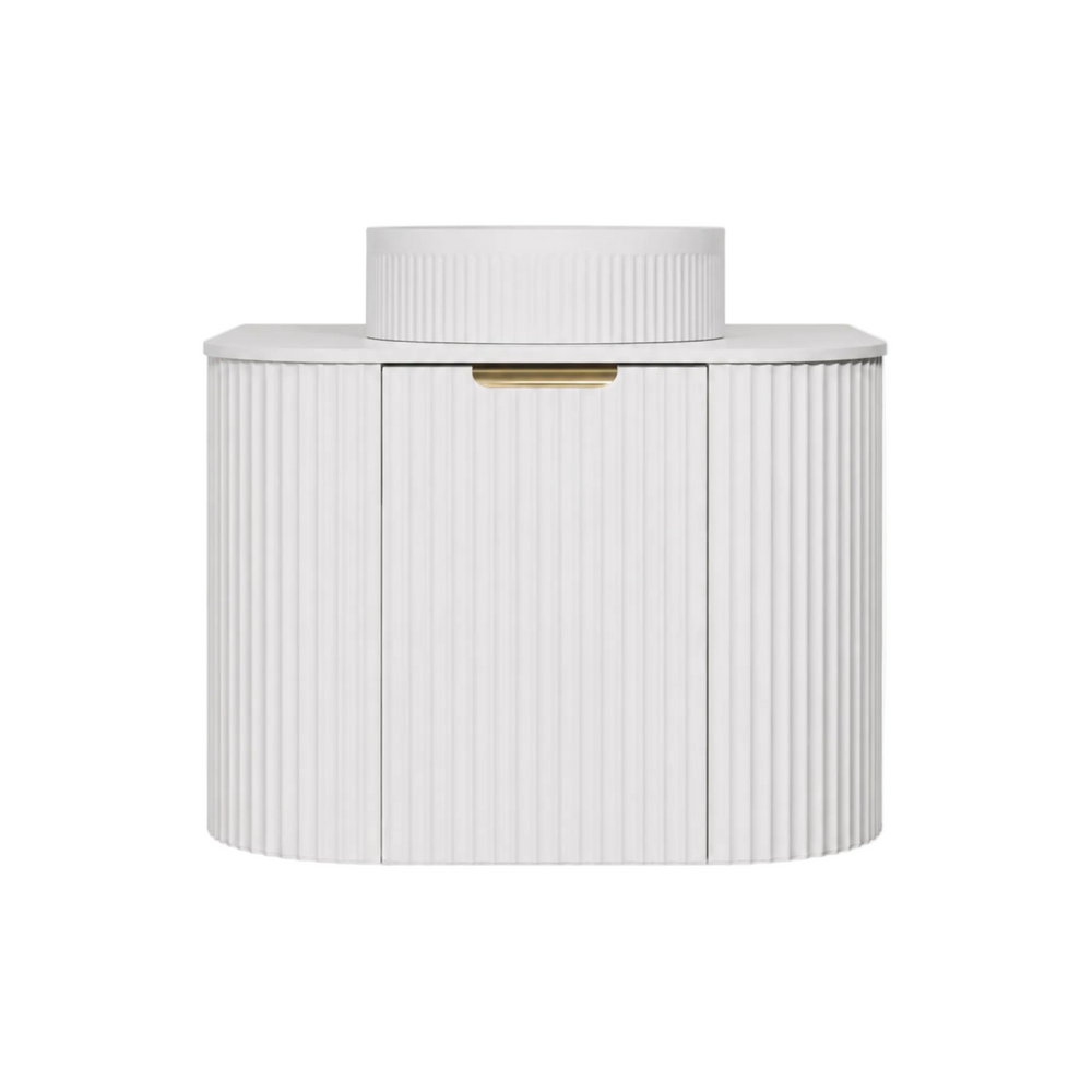 LUKKA AGENA MODERN MATTE WHITE 600MM SINGLE BOWL WALL HUNG VANITY