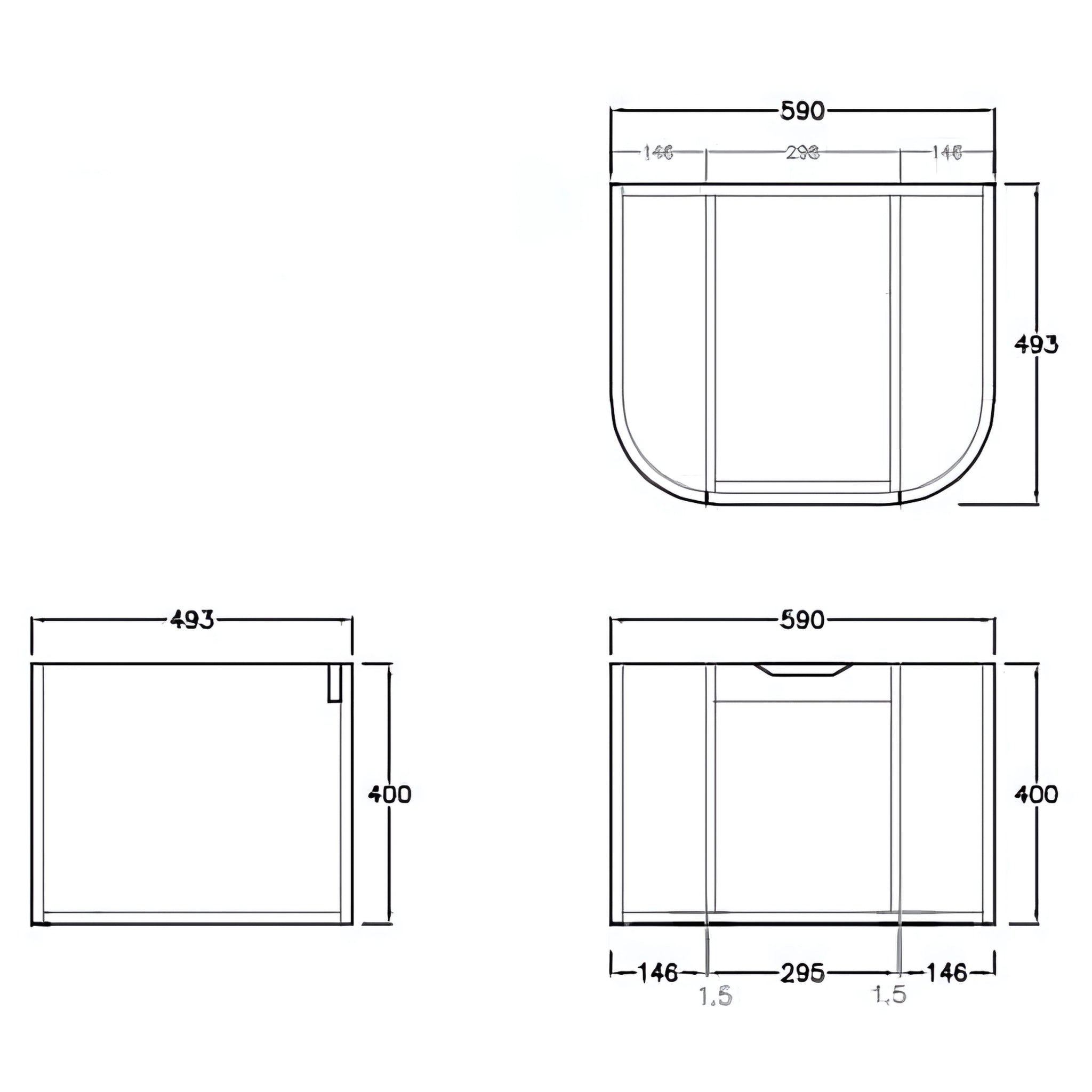 LUKKA AGENA COSTAL OAK FLUTED 600MM CURVE SINGLE BOWL WALL HUNG VANITY