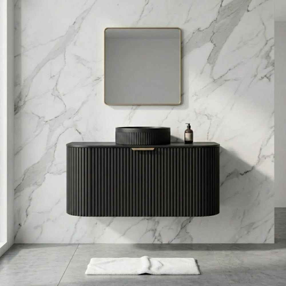 LUKKA AGENA MODERN MATTE BLACK 900MM SINGLE BOWL WALL HUNG VANITY