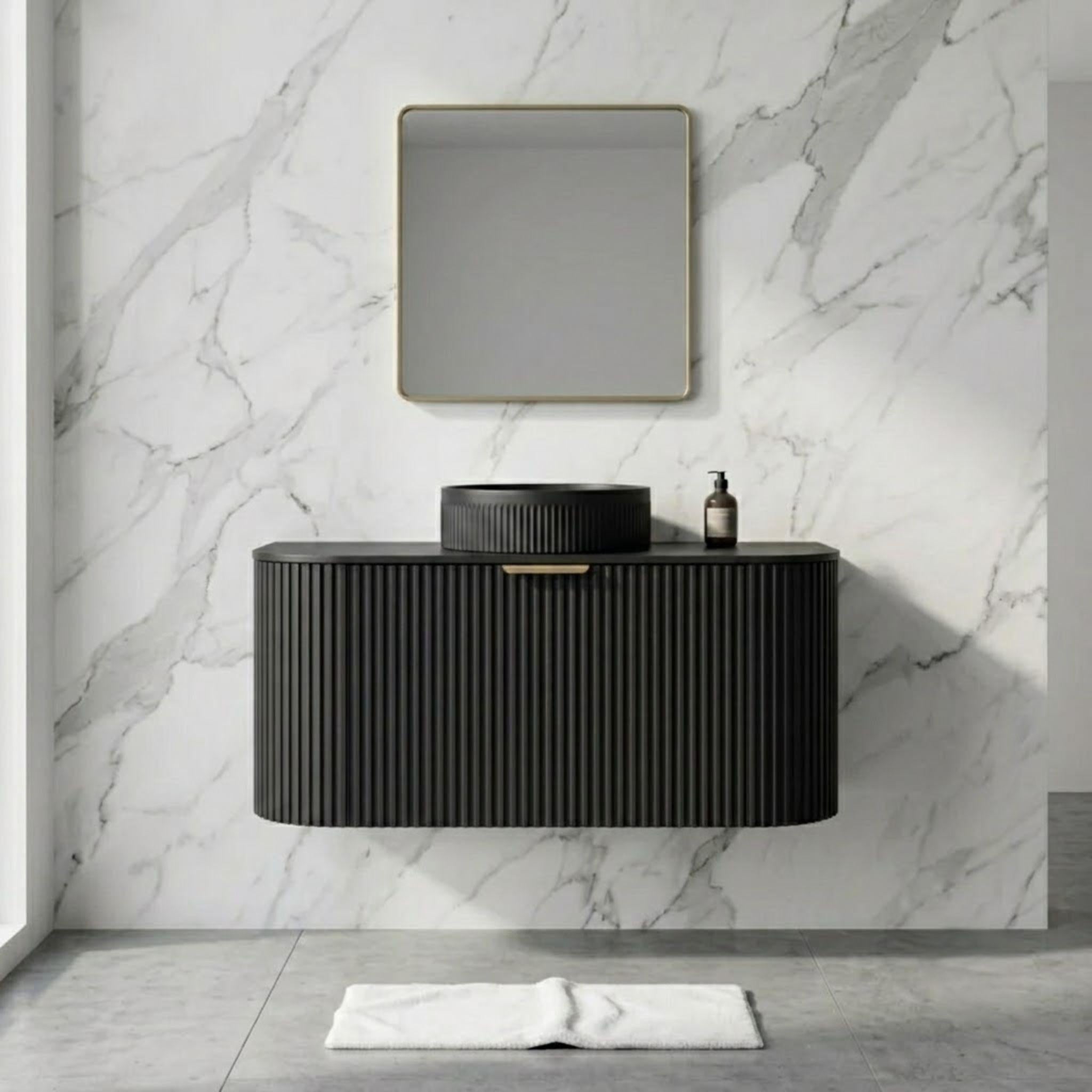 LUKKA AGENA MODERN MATTE BLACK 900MM SINGLE BOWL WALL HUNG VANITY