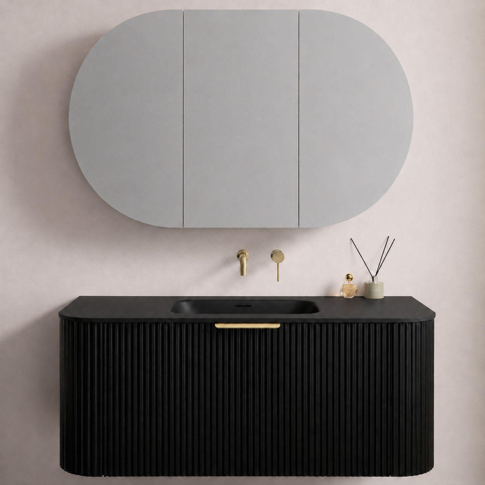 LUKKA ALLISON MATTE BLACK MIRROR SHAVING CABINET 1200MM