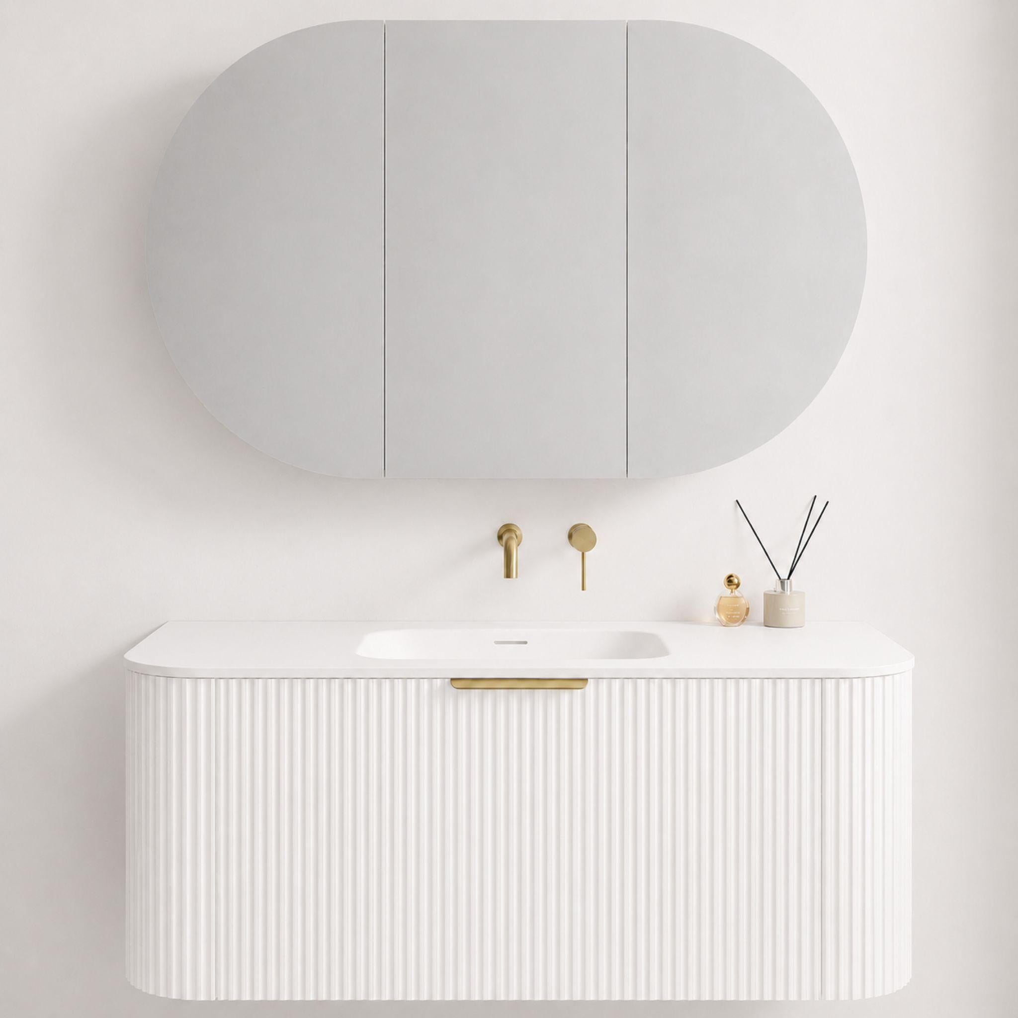 LUKKA ALLISON MATTE WHITE MIRROR SHAVING CABINET 1200MM