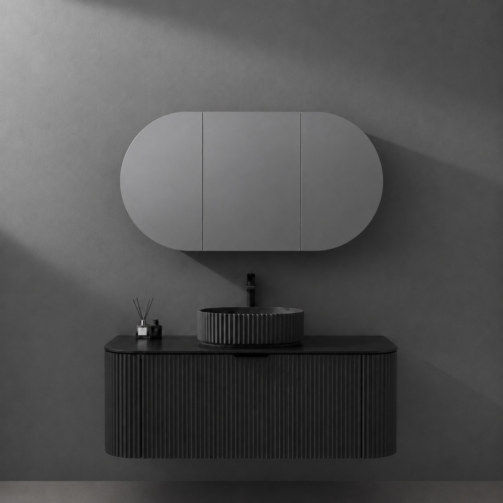 LUKKA ALLISON MATTE BLACK MIRROR SHAVING CABINET 1500MM