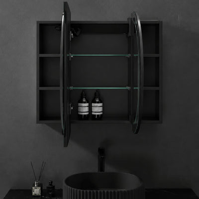 LUKKA ALLISON MATTE BLACK LED MIRROR SHAVING CABINET 1500MM