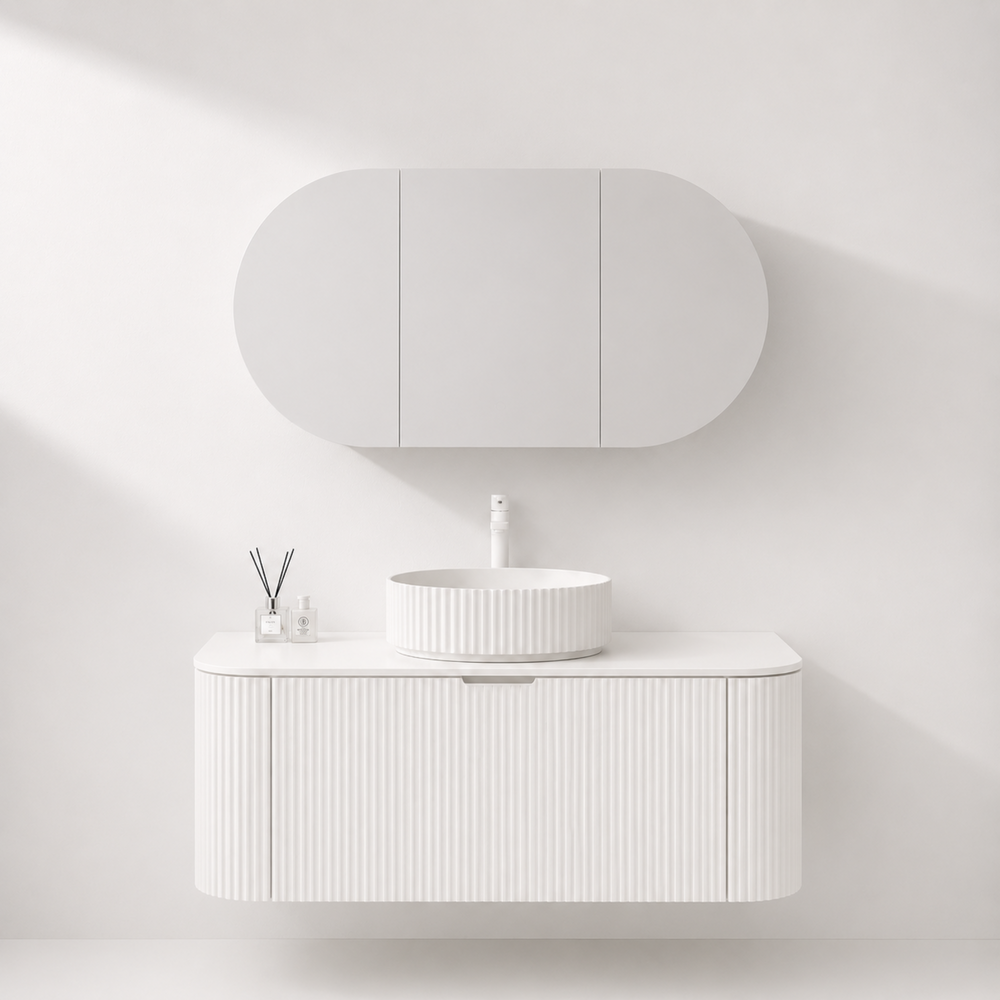 LUKKA ALLISON MATTE WHITE MIRROR SHAVING CABINET 1500MM